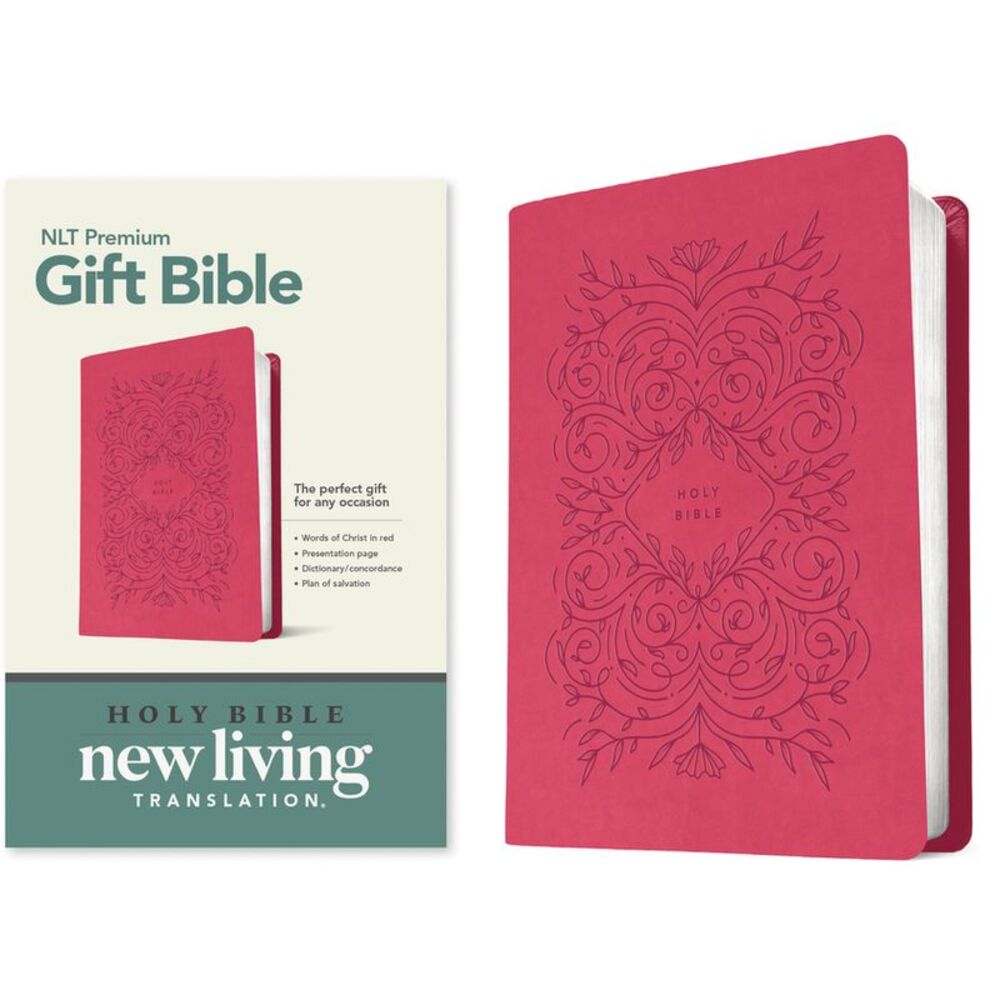 Premium Gift Bible NLT (Leatherlike, Very Berry Pink Vines, Red Letter) -- New L
